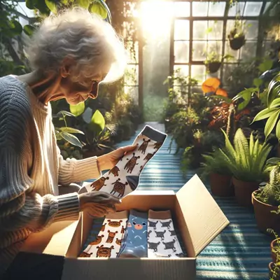 Marie checking out her new box's content